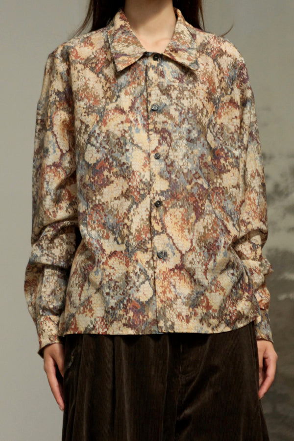 INTO THE EAST 2025 Autumn/Winter Mosaic Molded Collar Silk/Cotton Shirt, Drawstring Straight Leg Pants ITE-E1DGAW080NCC21SH-HUA Short Shirt